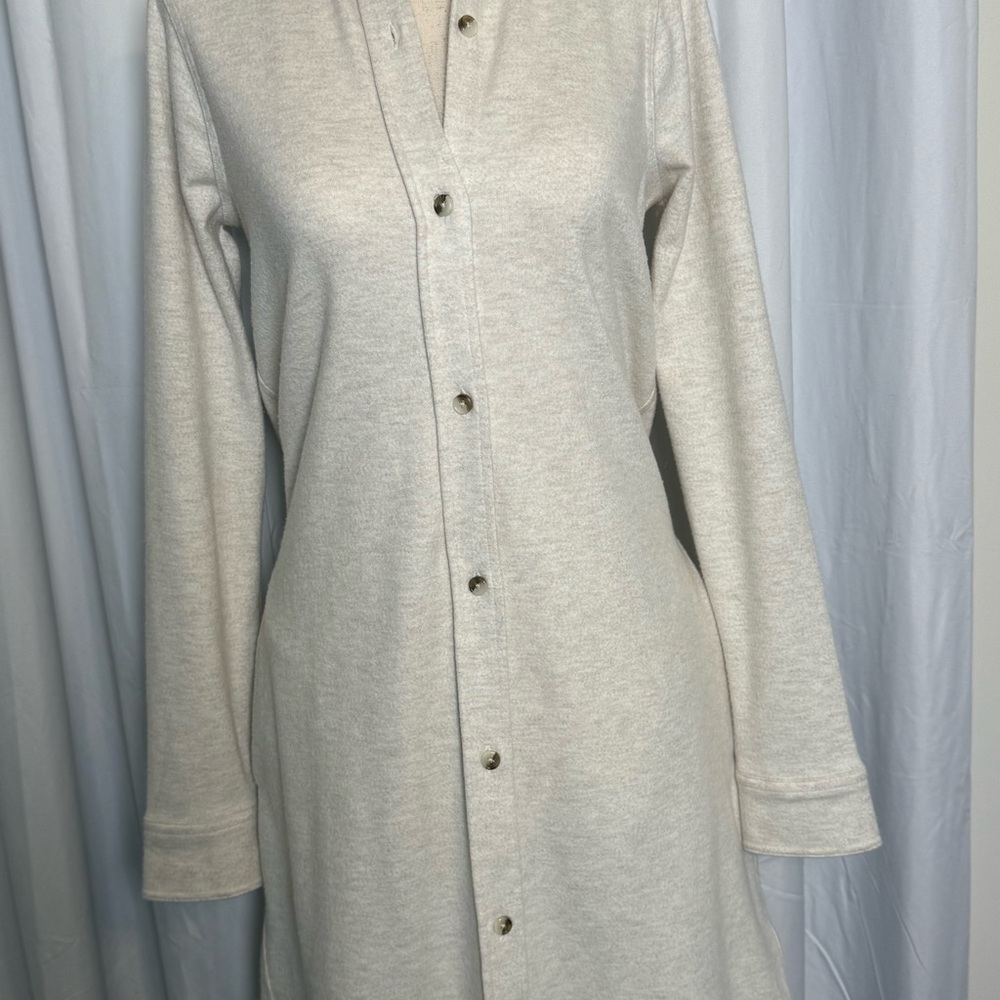 Faherty Legend Sweater Shirt Dress Womens XS Ivory Button Front Pockets NWT - Picture 7 of 14